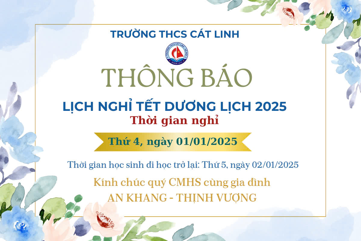 THÔNG BÁO LỊCH NGHỈ TẾT DƯƠNG LỊCH 2025